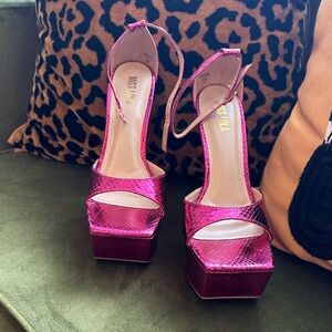 Miss Lola Fuchsia Ankle Strap Heels
